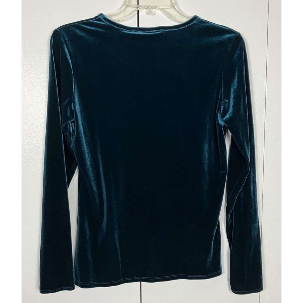 NWOT Jaclyn Smith Classic Forest Green Velvet feel Beaded Top Small - Picture 4 of 4